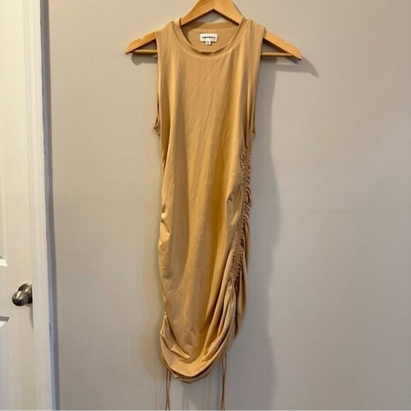 SUPERDOWN Revolve Cory Side Ruched Mini Dress in Nude Sz Medium NWT - Picture 2 of 7